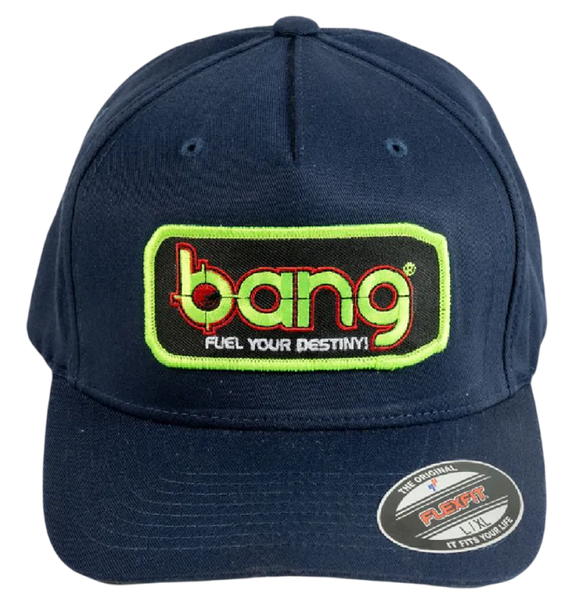 Custom promotional energy drink brand hat displaying high-stitch count logo patch
