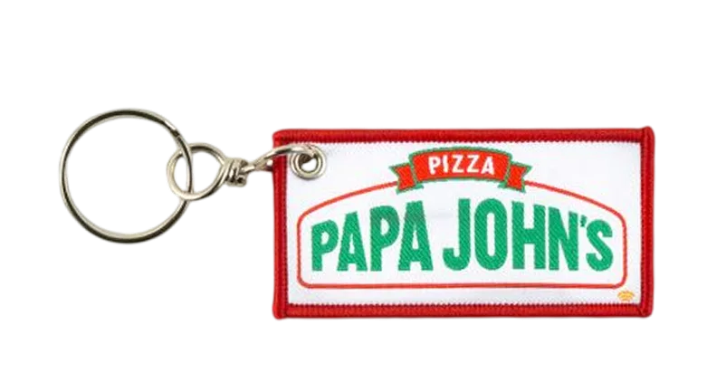 Papa John's Pizza promotional brand merchandising molded key ring keychain