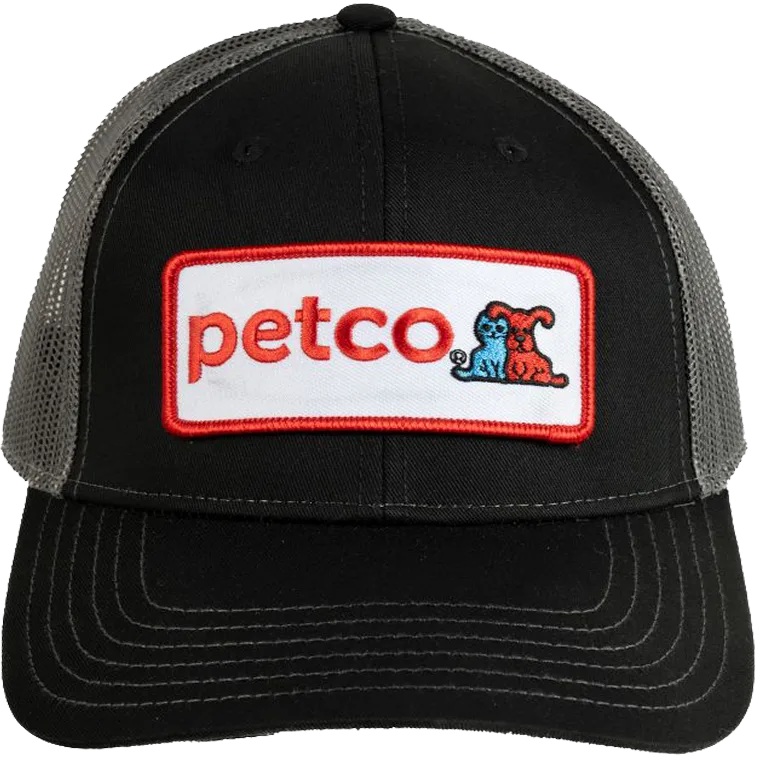 Branded baseball hat with custom Petco corporate embroidered animal-care patch